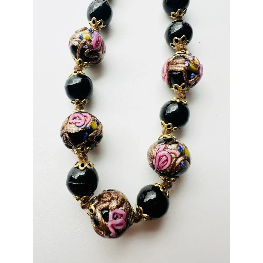 Vintage wedding cake Murano glass bead Bracelet 8.5”